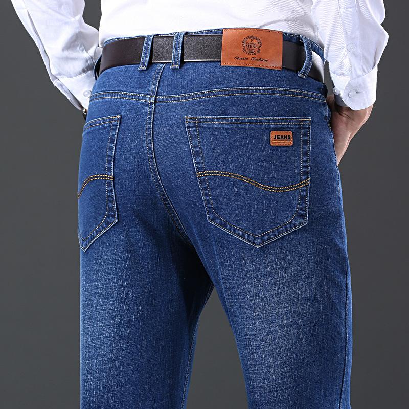 Pánské džíny s volným elastickým rovným zipem, business styl, jaro a podzim 2024, nové a vysoce kvalitní, pro každodenní nošení