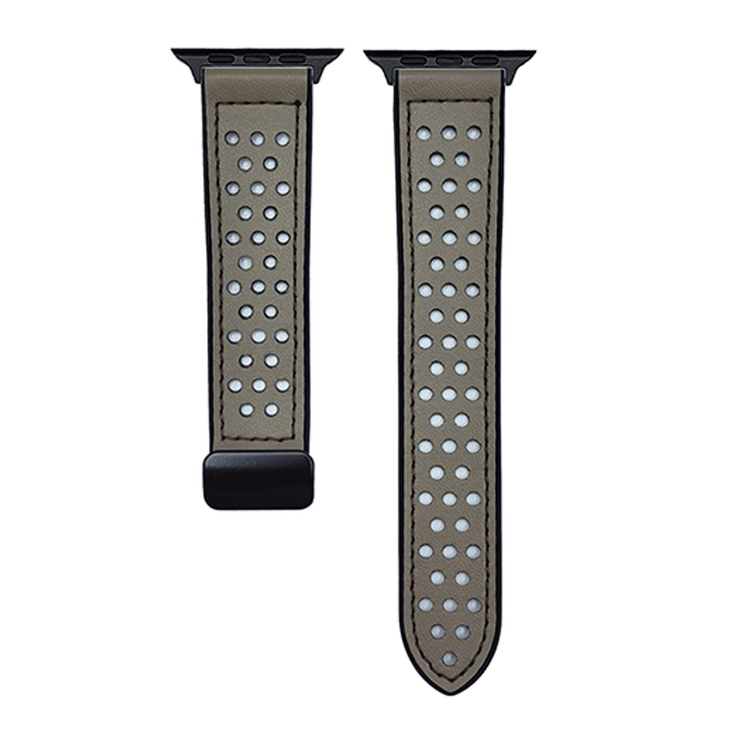

Watch Band For Apple Watch Series 10 Ultra 9 8 7 SE 6 5 4 3 2 1 46mm 49mm 45mm 44mm 42mm Magnetic Buckle Perforated Silicone Strap Taupe