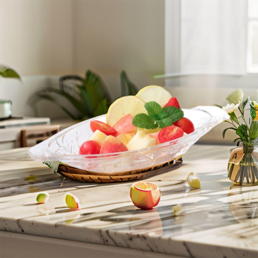 2 ks Průhledný dezertní talíř Akrylová salátová servírovací mísa Ve tvaru lodičky Mísa na zmrzlinu Hotely