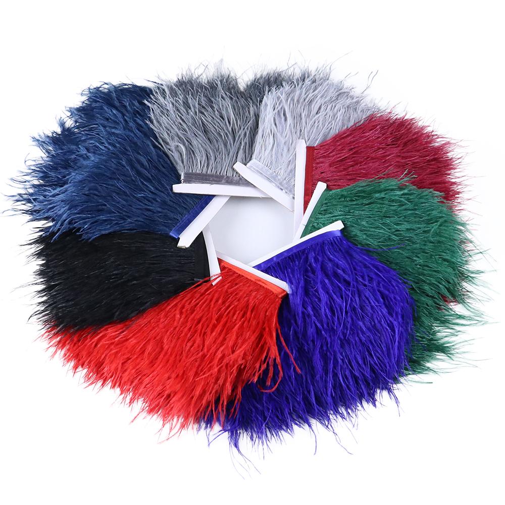 Feather2/5/10Meters 10-15CM Light Color Ostrich Feathers Trim Ribbon Plumes Selvage Tassel for Wedding Skirt Dress Sewing Accessories