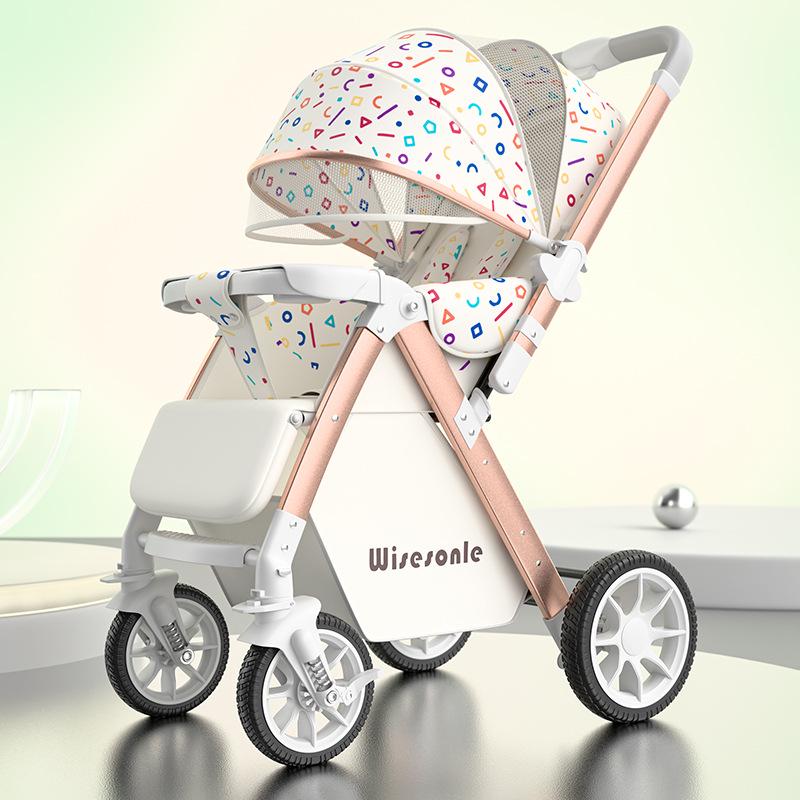 Reversible Baby Stroller: Sit & Lie, Foldable, Lightweight, High Landscape, 0-3 Years, Baby Carriage.