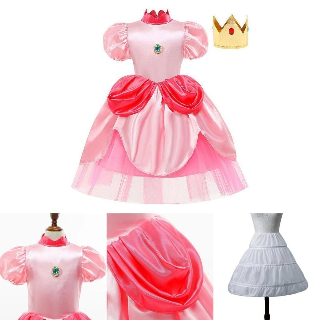 Adorable Princess Peach Dress Costume For Kids Perfect For Halloween And Role Play