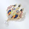 Chinese Style Retro Birds and Phoenix Luxury Enamel Phoenix Alloy Brooch Female Pearl Aurora Suit Accessories Long-Lasting Color Exquisite Brooch Gift