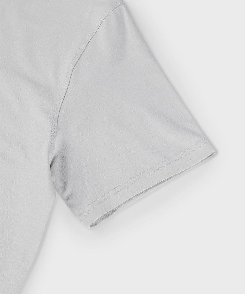 PANICALE Grey Johnny Collar Cotton Linen Polo Shirt