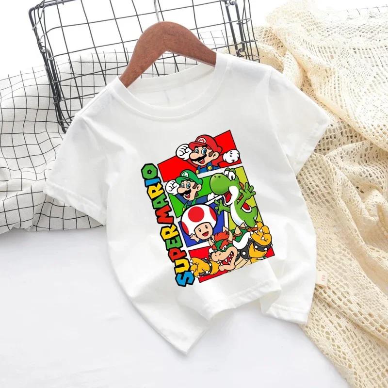 New Casual Super Marios Tshirt Summer Casual Boys Short Sleeve Kids Girls Tops Tee Marios Bros Tshirt Child Quick Dry Teen Tops 100
