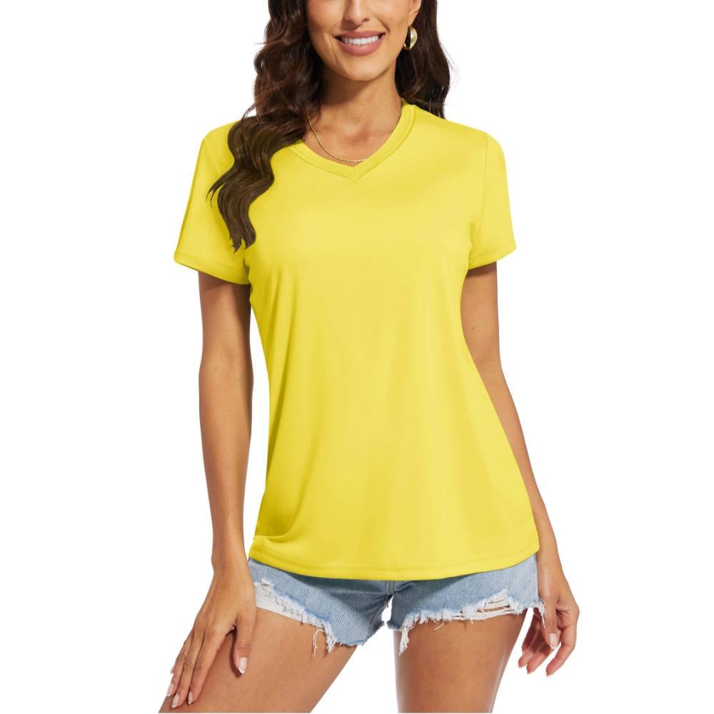 TACVASEN UPF 50+ Summer Short Sleeve V-Neck T-shirts Womens Sun Protection T-shirts Quick Dry Hiking Running Tee Shirts Tops