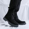 2024 men's new high-top Martin boots British style thick-soled heightened large-size lace-up velvet boots men's 3302-R