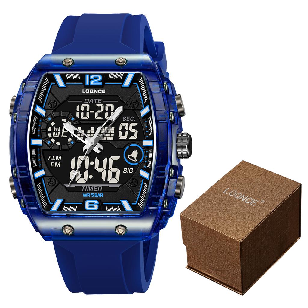 Fashion LOQNCE 98003 Men's Watch Luxury 50M Waterproof Watch for Men with Analog-Digital Dual Movement Sports Wristwatch