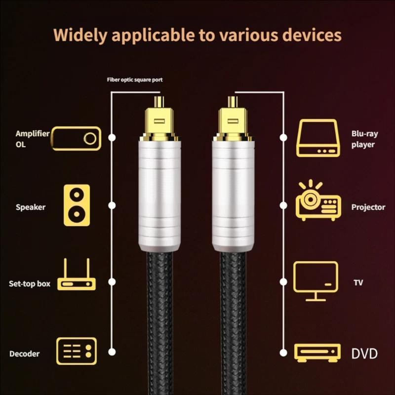 Digital Opticals Sound Cable With 24K Gold Plated Connectors For High Fidelities Sound Transmission To Home Theater Systems