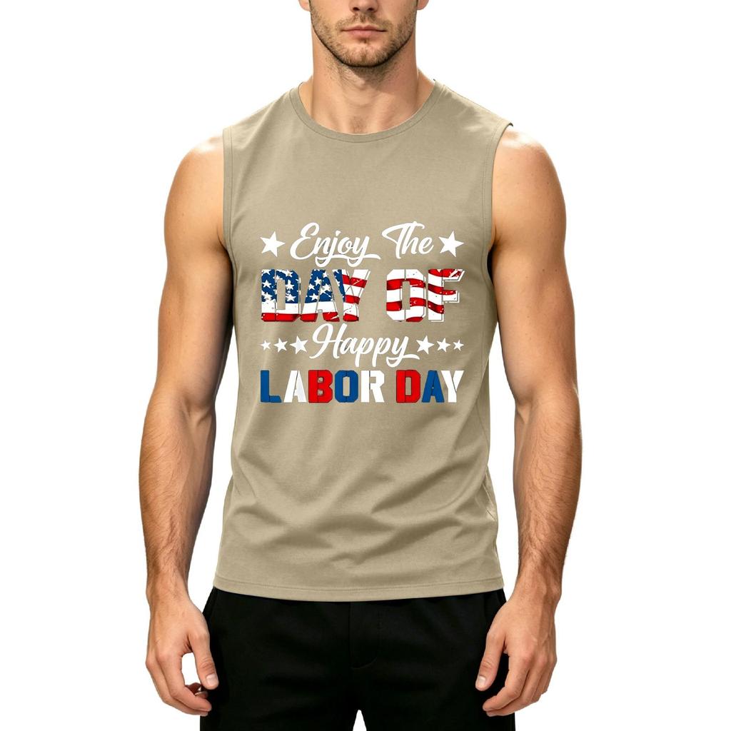 Men Sleeveless Tank Top Casual Muscle Shirt Lightweight Summer Workout Gym Athletic Fit Printed Design