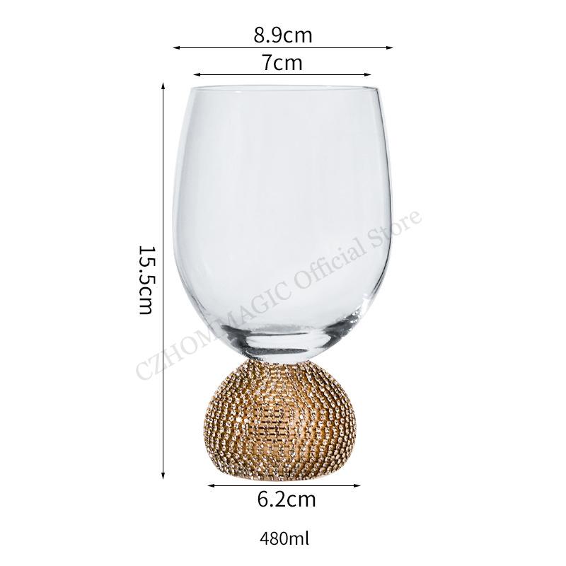4/2/1Pcs Phnom Champagne Glass Inlaid Diamond Red Wine Glass Weddeing Party Crystal Goblet Cocktail Glass Drinkware Glasses Cup