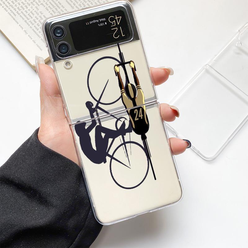 Phone Case For Samsung Galaxy Z Flip 3 4 5 Hard Folding Clear PC Bumper Mountain Bike Cycling Art For Samsung Z Flip 6 Cover