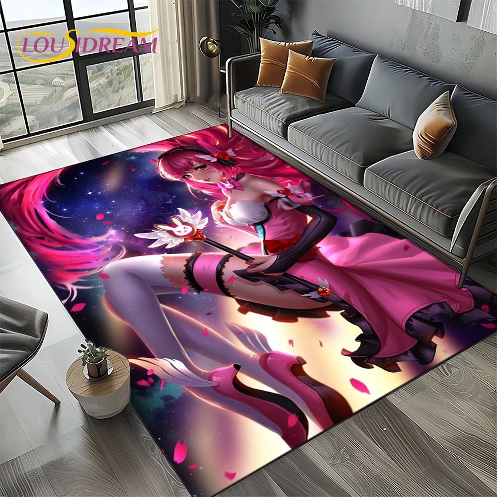 3D Sexy Krajka Krásná Dívka Dáma Kreslená Anime Postava Koberec Kobereček pro Obývací Pokoj Ložnici Domácí Dekorace Pohovky, Protiskluzová Podložka na Podlahu
