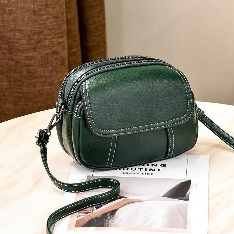 2023 New Pure Color Small Bag Soft Leather Women's Bag Fashion Casual Crossbody Bag