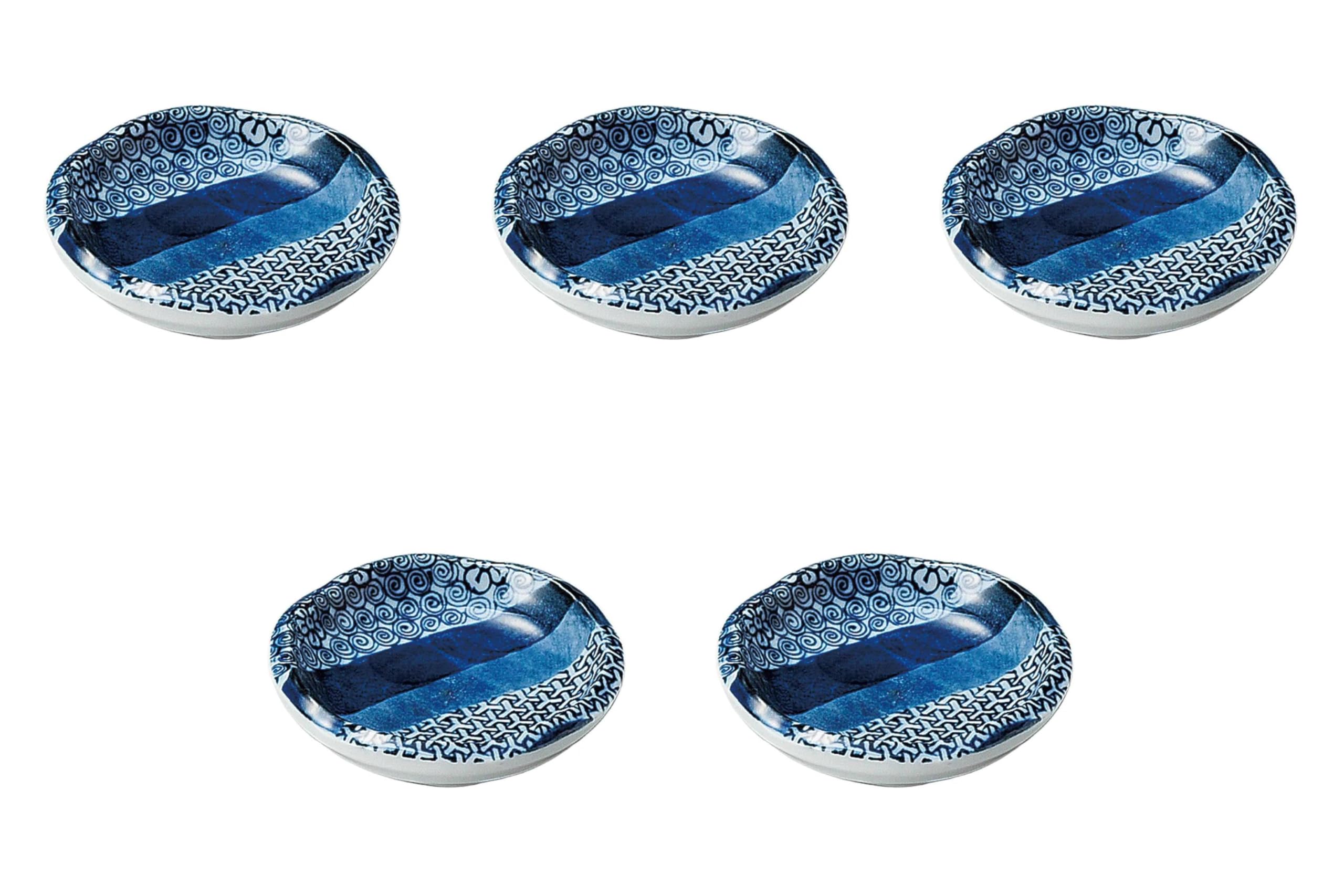 

Set of 5 Auspicious Wave Shaped Small Plates x Small Plates Setomonohonpo [7.7 1.8 cm]