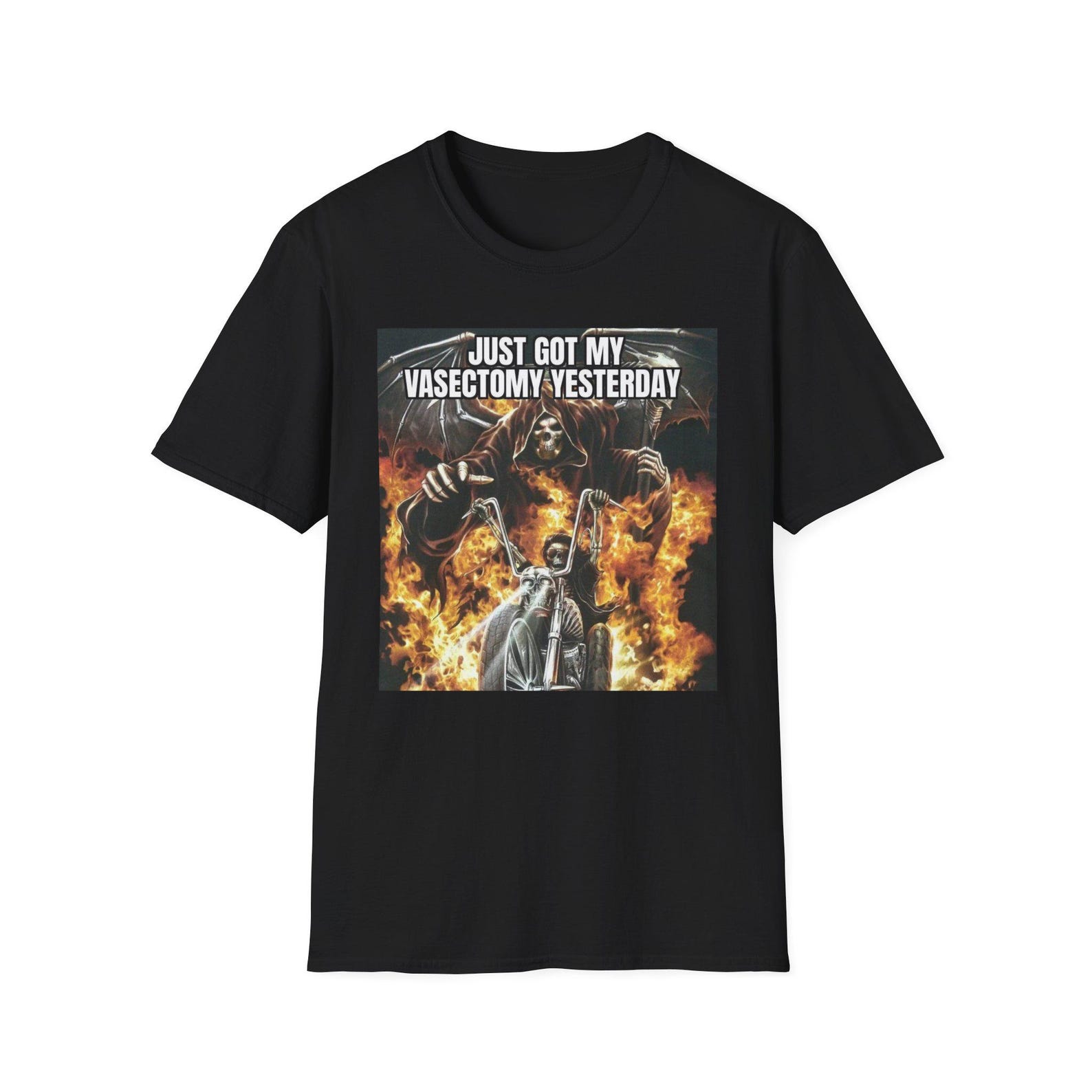 Got My Vasectomy Yesterday | Evil Skeleton Hard Skeleton Funny Meme Shirt Motorcycle Skeleton Biker Tee | Unisex Tee S