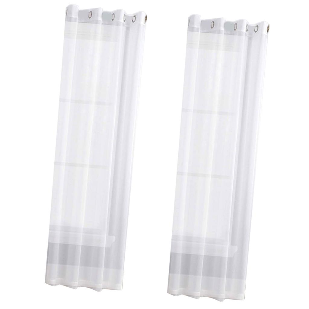 2Pc Privacy Enhancing Polyester Window Drapes Grommet Top Semi Sheer Design Curtains Modern Home Decoration Living Space