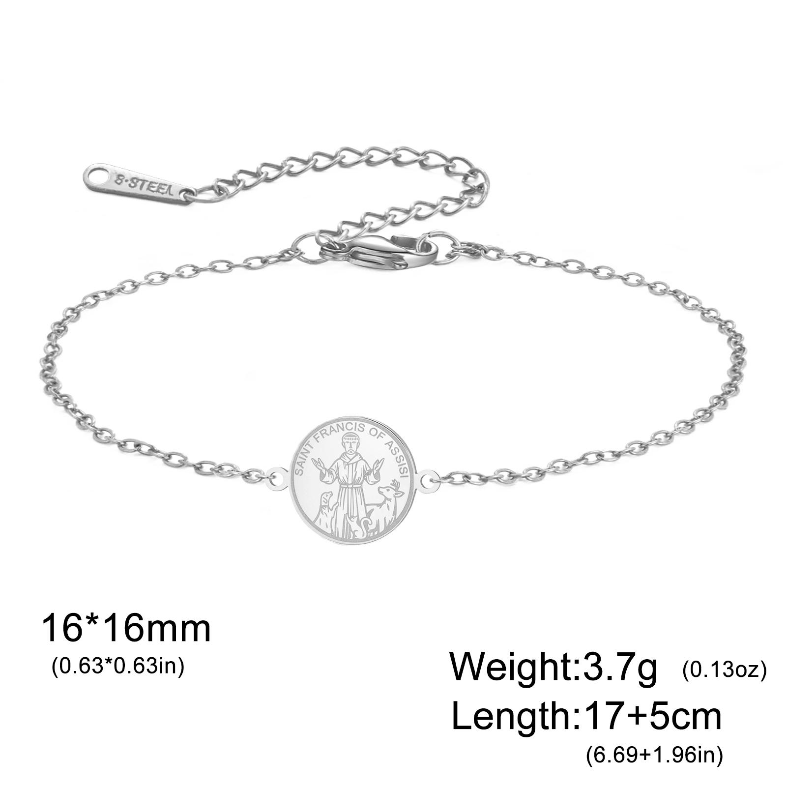 

LIKGREAT Vintage Double Sided Corrosion Round Pendant Bracelet Gold Color Double Hole Chain Bracelet Party Daily Wear Jewelry