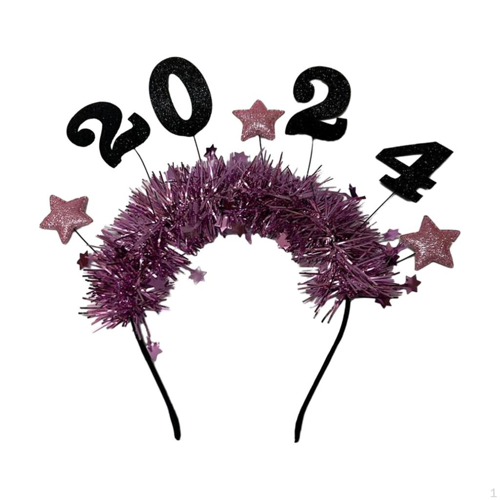 Happy Year Headband Decoration Women and Girls Glitter Star Sequins Hairbands for