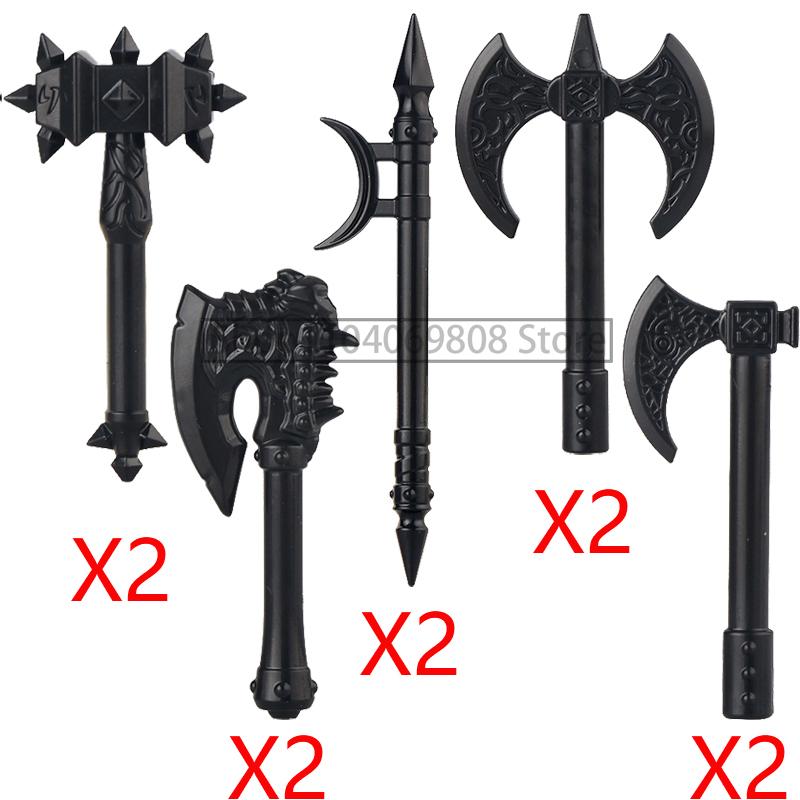 MOC Military Building Blocks Medieval Soldiers Knight Figures Weapons Accessories Witc Hat Helmet Shield Spear DIY Brick Toy T10