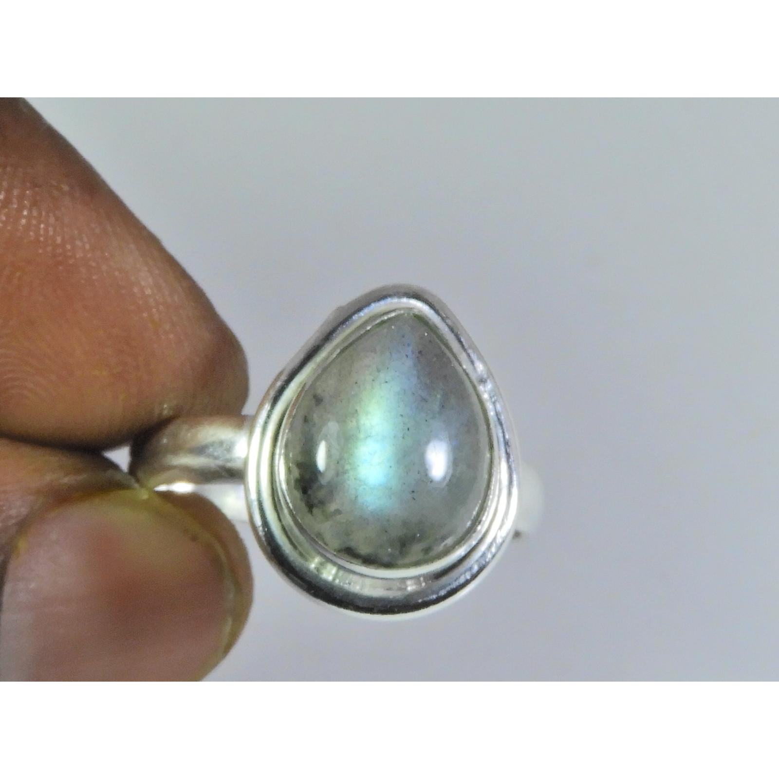 

Natural Blue Labradorite Gemstone 925 Solid Sterling Silver Ring Size US-8 PG-95