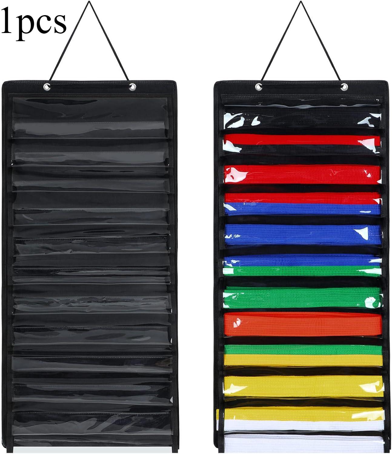 

Фетровый подвесной органайзер для хранения поясов тхэквондо, карате, с несколькими карманами, настенный, для хранения аксессуаров 80x40cm