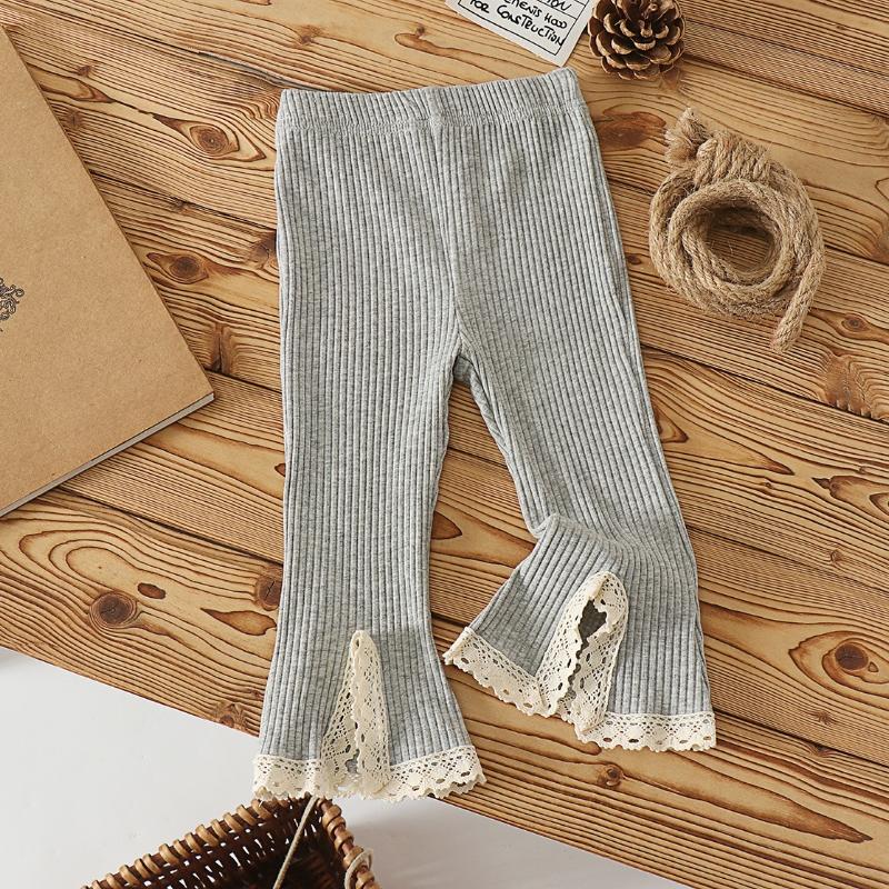 Girl's Flared Pants for Spring Autumn New Fashionable Girls Clothing Korean Version Solid Color Lace Split Trousers
