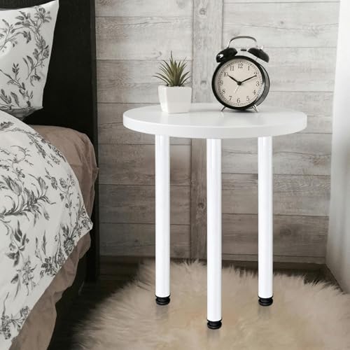 QLLY Round Table Legs, Round Desk Legs, Adjustable Desk Height, DIY Furniture Legs, Chair Legs, Sofa Legs, Chabudai Legs, Set of 4, 70cm, White