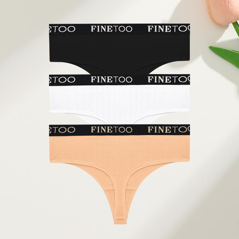 3Pcs Cotton High-Waist Thongs Underwear Women's Breathable Elastic Belt Panties Sexy Plus Size Comfortable T-Back Lingerie S-XXL
