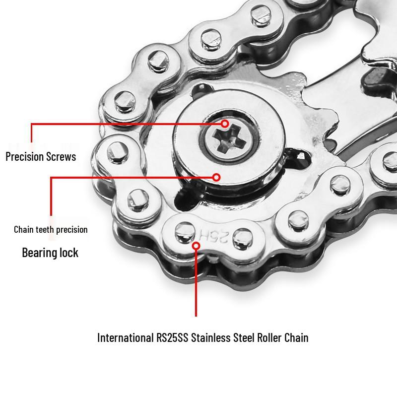 Schwarzes Tech Gear Kette Fidget Kreisel zur Stressreduzierung für Erwachsene