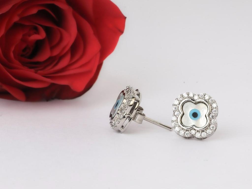 Evil Eye Earrings | Real 925 Silver Jewelry | Protection Earrings Evil Eye Studs | Silver Evil Eye Earrings