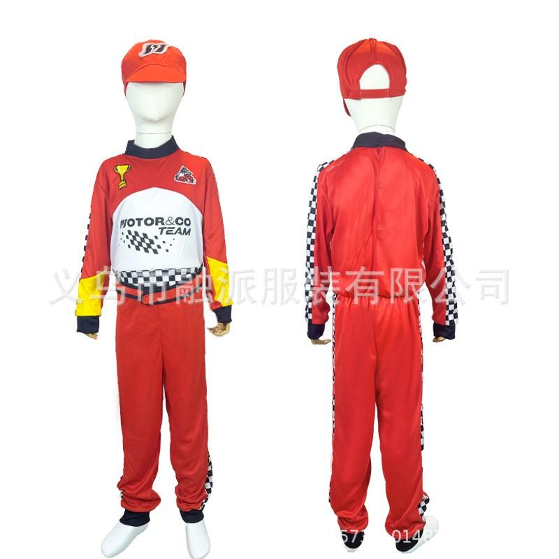 Kids Racing Suit Cosplay Costume Halloween Party Stage Performance Motorbike Themed Outfit