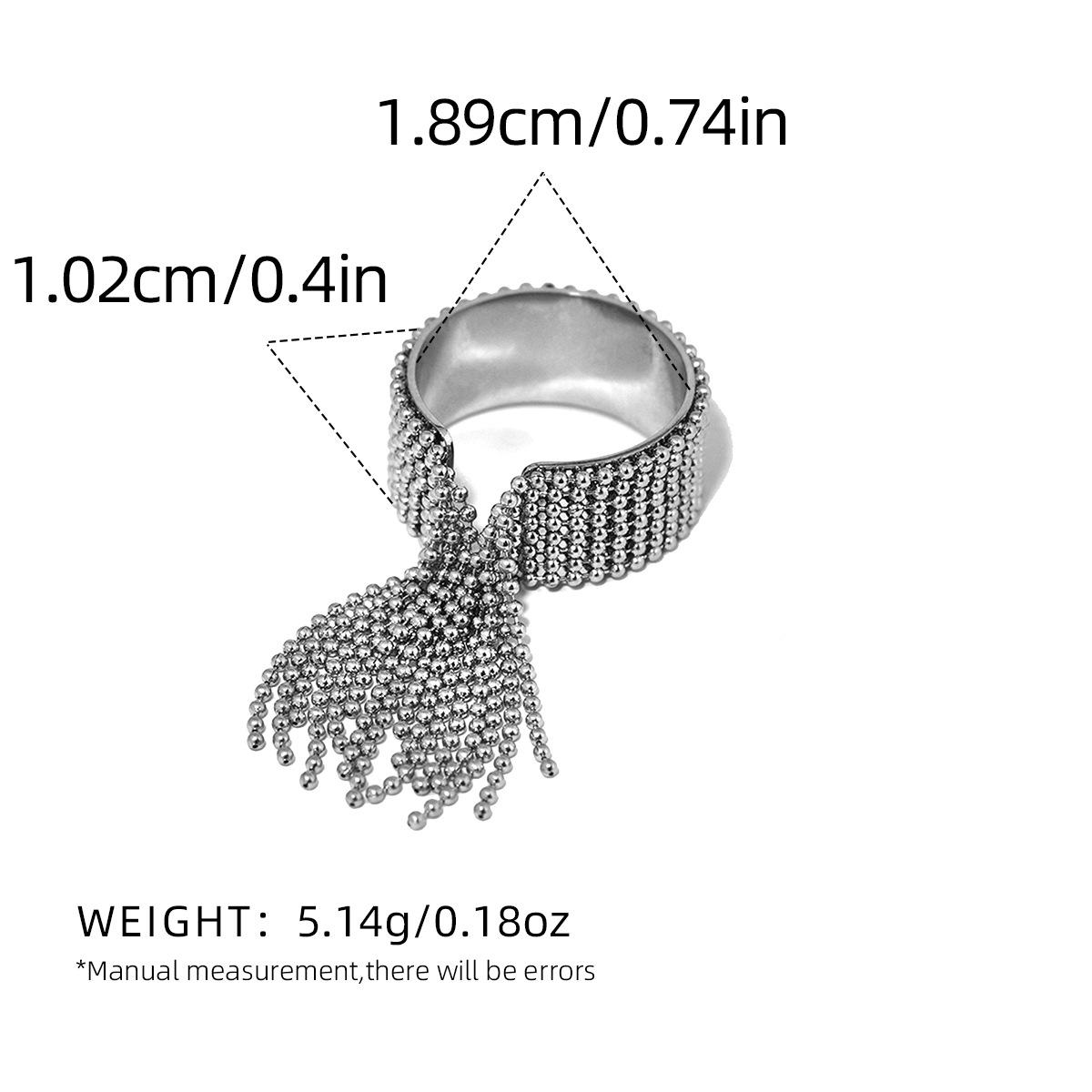 High-End European & American Stainless Steel Tassel Open Ring - Light Luxury Titanium Steel Jewelry One Size
