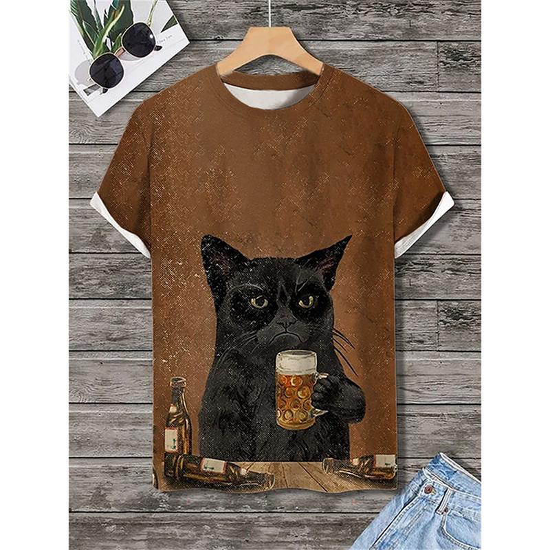 Funny Men Casual Animal T-shirt Street Trend Harajuku Short Sleeve Round Neck T Shirts Humour Animals Graphic Summer Men's Tee