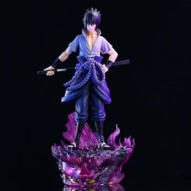 

35cm Naruto Anime Figure Standing Posture Door God Sasuke Uchiha GK Statue Action Figure Decoration Collect Model Toys Gift