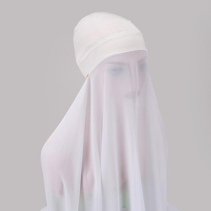 Muslim Women Bonnet + Chiffon Shawl Instant Under scarf Cap Islam Inner Scarf Headband Stretch Hijab Cover Headwrap Turbante