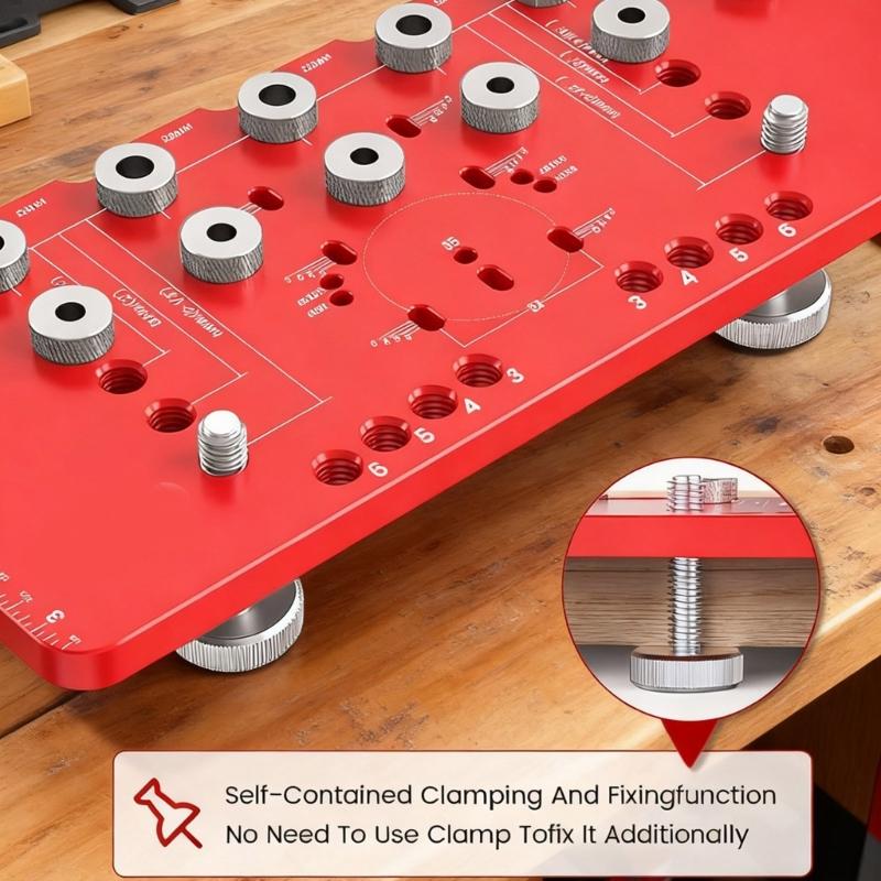 Aluminum 2 In 1 Hinge And Shelf Pin Drilling Jig For 5mm Straight Holes Precise Cabinet Door Installation Woodworking Tool