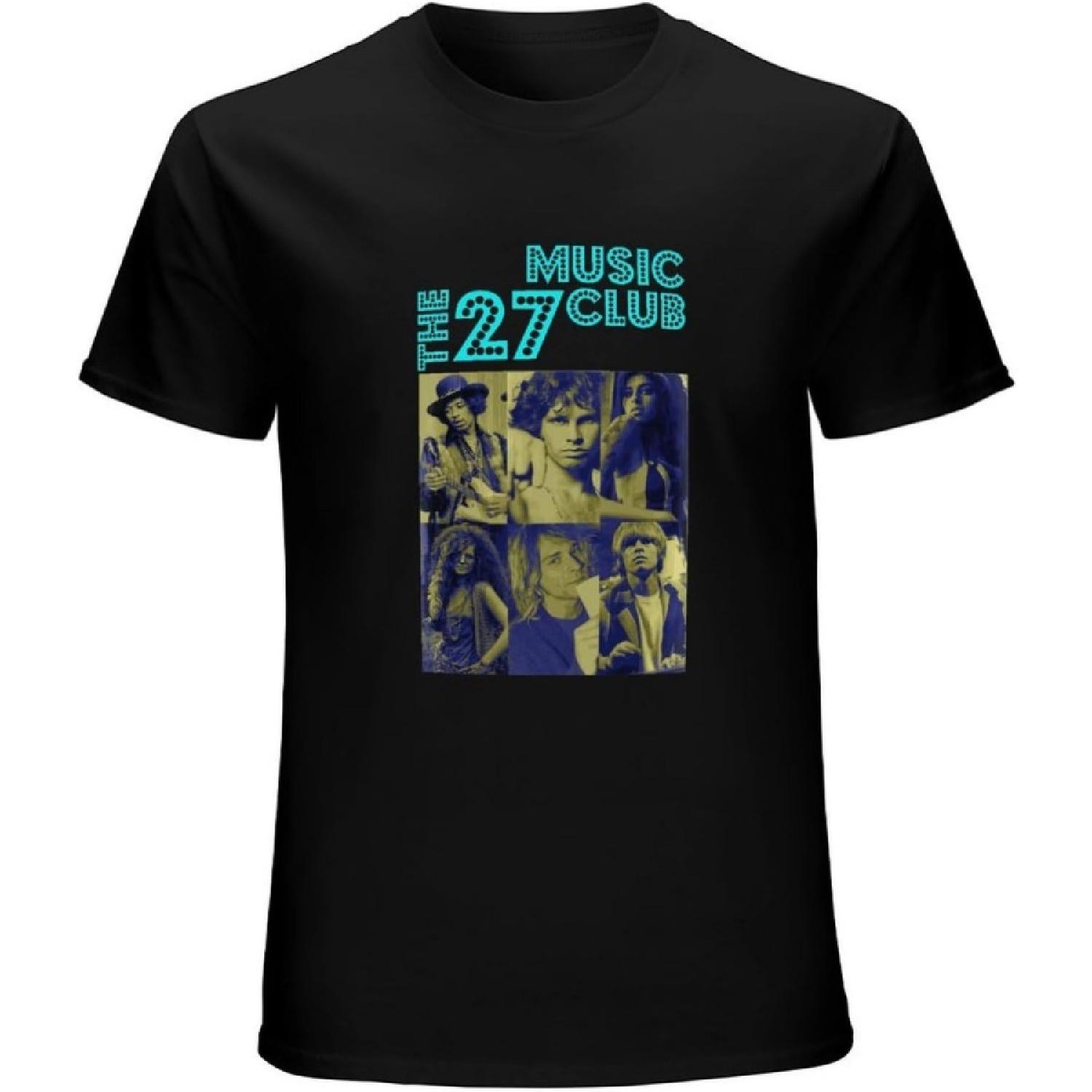 ESSERYRFG Men s The 27 Music Club Mens Cotton Tee Top T-Shirts Black S