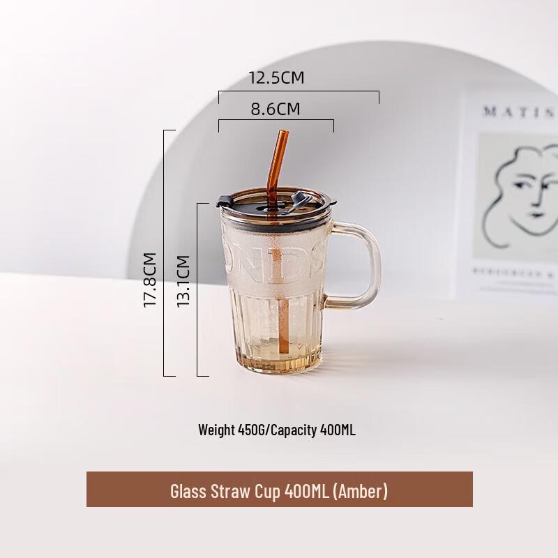 Zhuopu Vintage Embossed Glass Tumbler with Straw