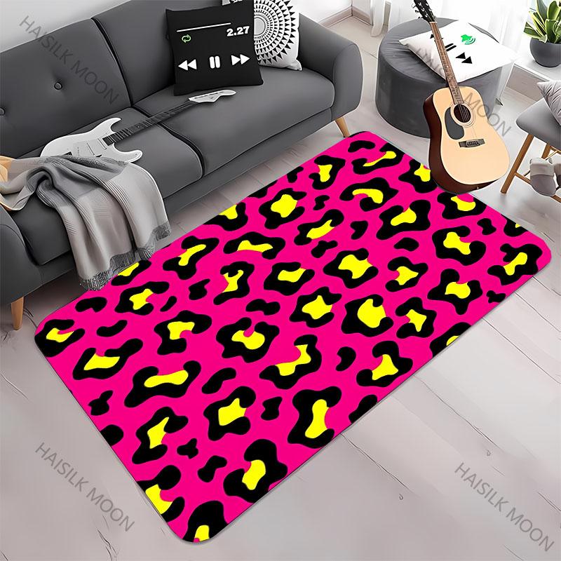 Neue Regale!Bunter Teppich mit Leopardenmuster, Wohnzimmer Schlafzimmer Bürobereich Kinderzimmer Teppiche, Rutschfeste Maschinenwaschbare Matte