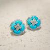 Luxury And Fashionable Turquoise Earings Stud With  Inlaid Blue Flower Earrings For Women Classic Wedding Jewelry Gift