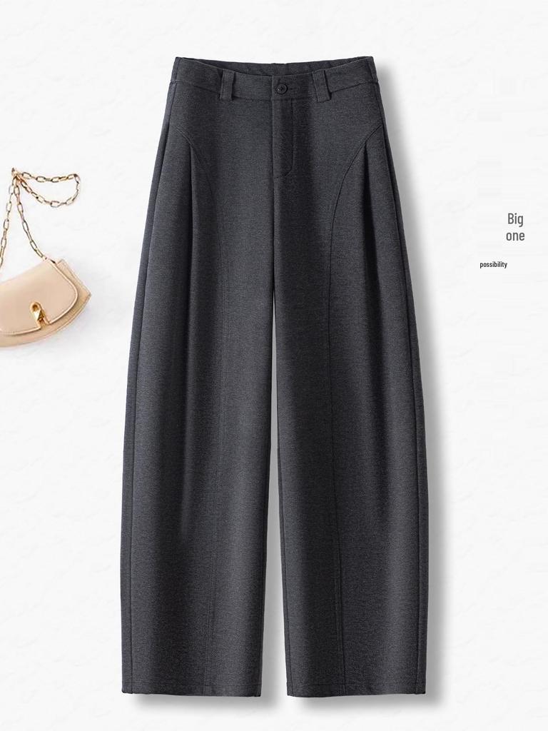 Woolen High-Waisted Wide-Leg Pants for Women - Autumn/Winter 2025, Casual Loose Fit, Thickened Drape.