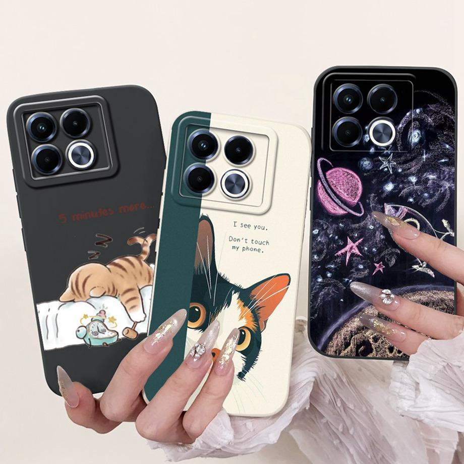 Für Infinix Note 40 5G X6852 Handyhülle Silikon Weiche Rückabdeckung Für Infinix Note40 X6851 Bumper Drachen Katze Blume Schmetterling Tasche