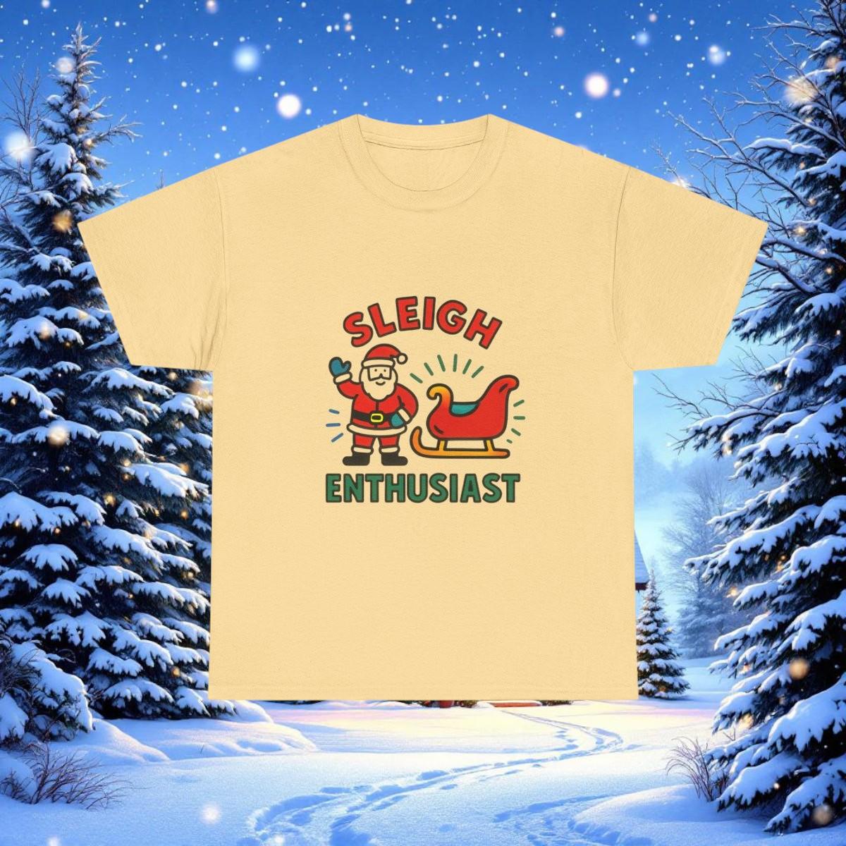 Sleigh Enthusiast T-Shirt | Fun Santa Sleigh Christmas Holiday Tee M