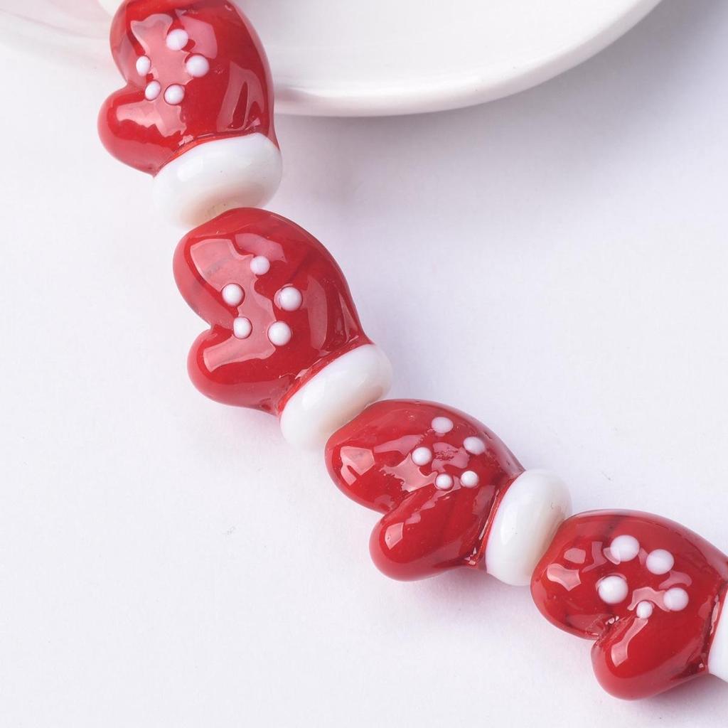 10pcs 18x14mm Glove Shape Handmade Lampwork Glass Loose Beads For Jewelry Making DIY Crafts Findings