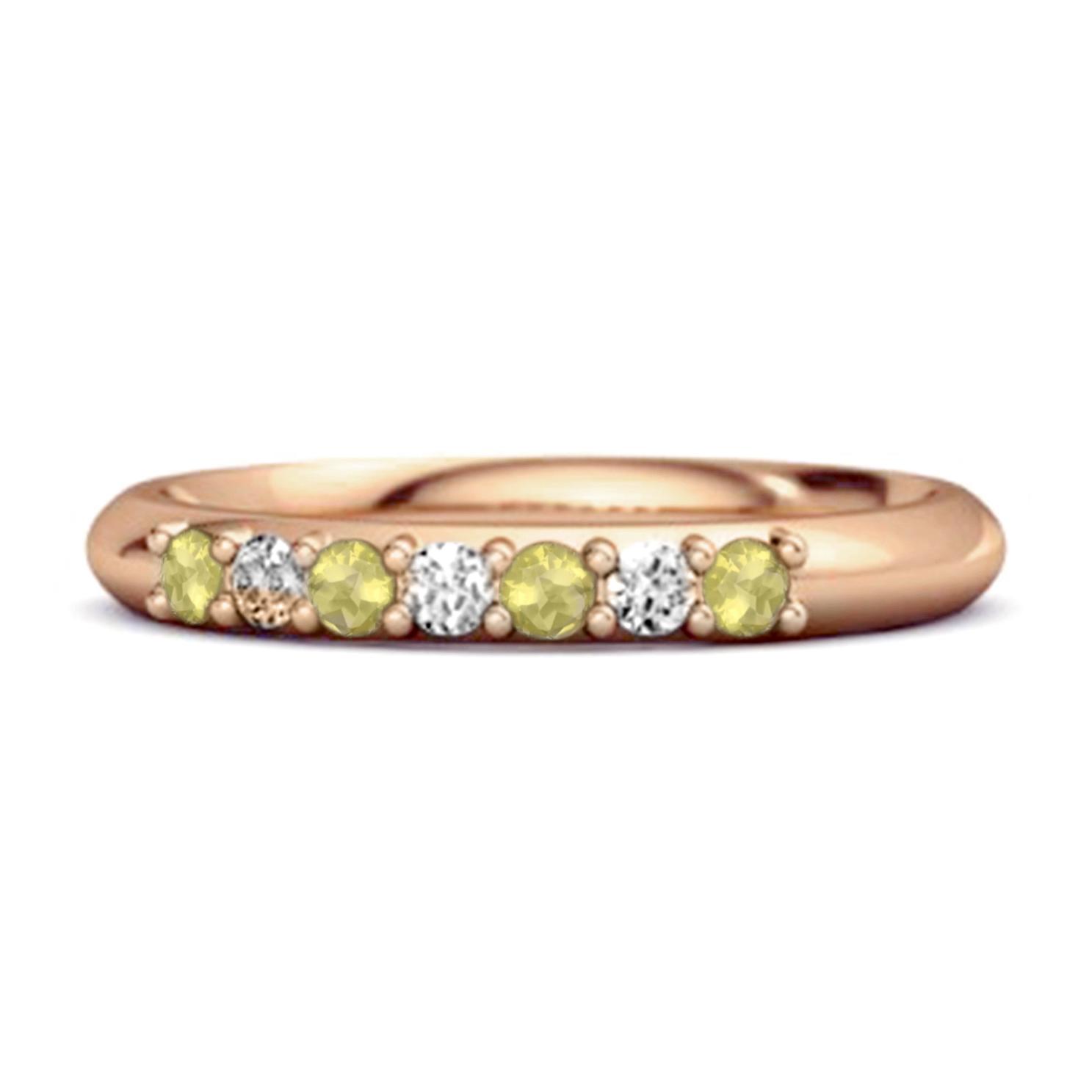 Lemon Quartz Eternity Stackable Ring -925 Sterling Silver Rose Gold Vermeil 8 розового золота