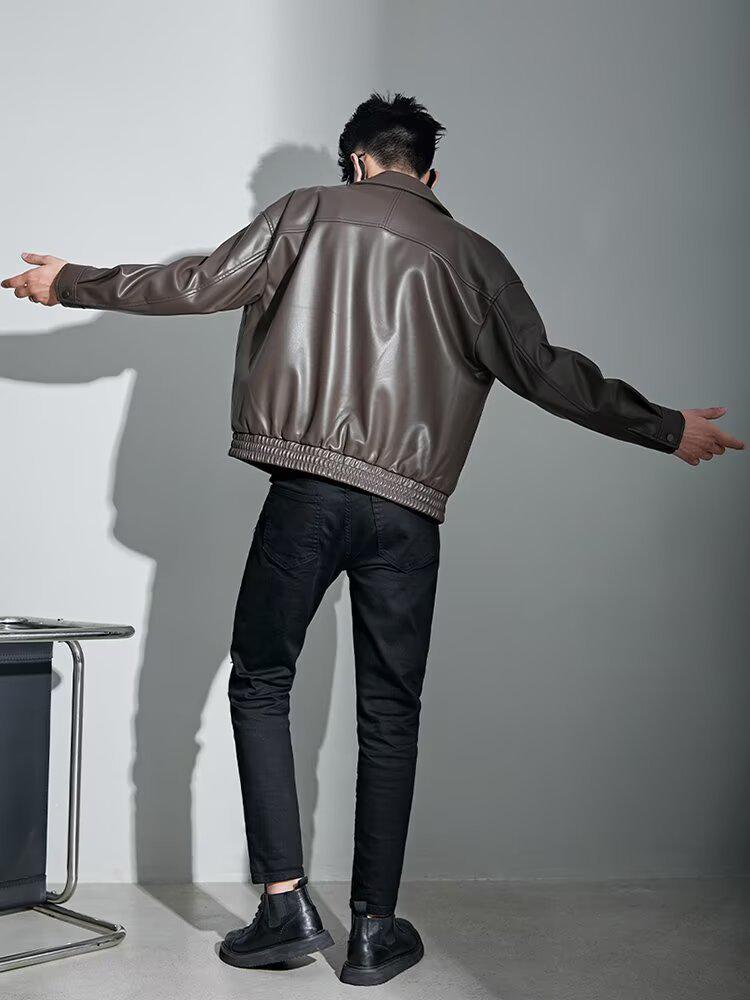 2025 Men's Trendy Loose Casual Motorcycle Leather Jacket - Cool Scruffy Autumn/Winter Coat