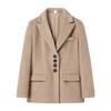 2024 Rose Pink Long-Haired Suit Jacket: European American Women's Street Fashion