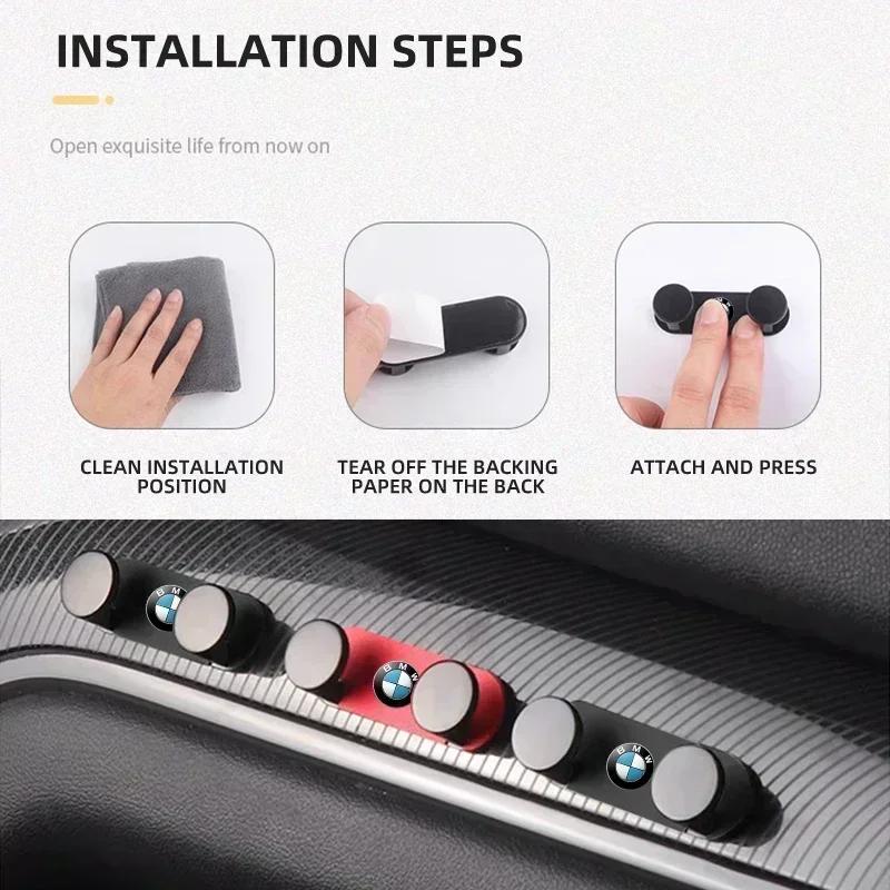 2025 For BMW Car Sticky Hook USB Cable Double-Hook Organizer Car Accessories For BMW 5 7 X3 X4 X5 X6 F Series F01 F02 F10 F12 F1