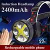 New Super Bright Intelligent Induction Headlamp Fishing Headlamp High Power Rechargeable Phone USB Charging Headlamp Night Home